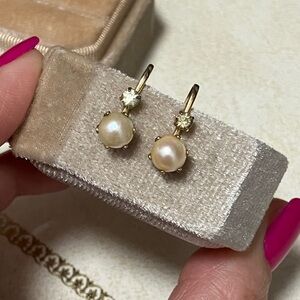 Belcher Pearls and Paste accents - Vtg clip-on earrings